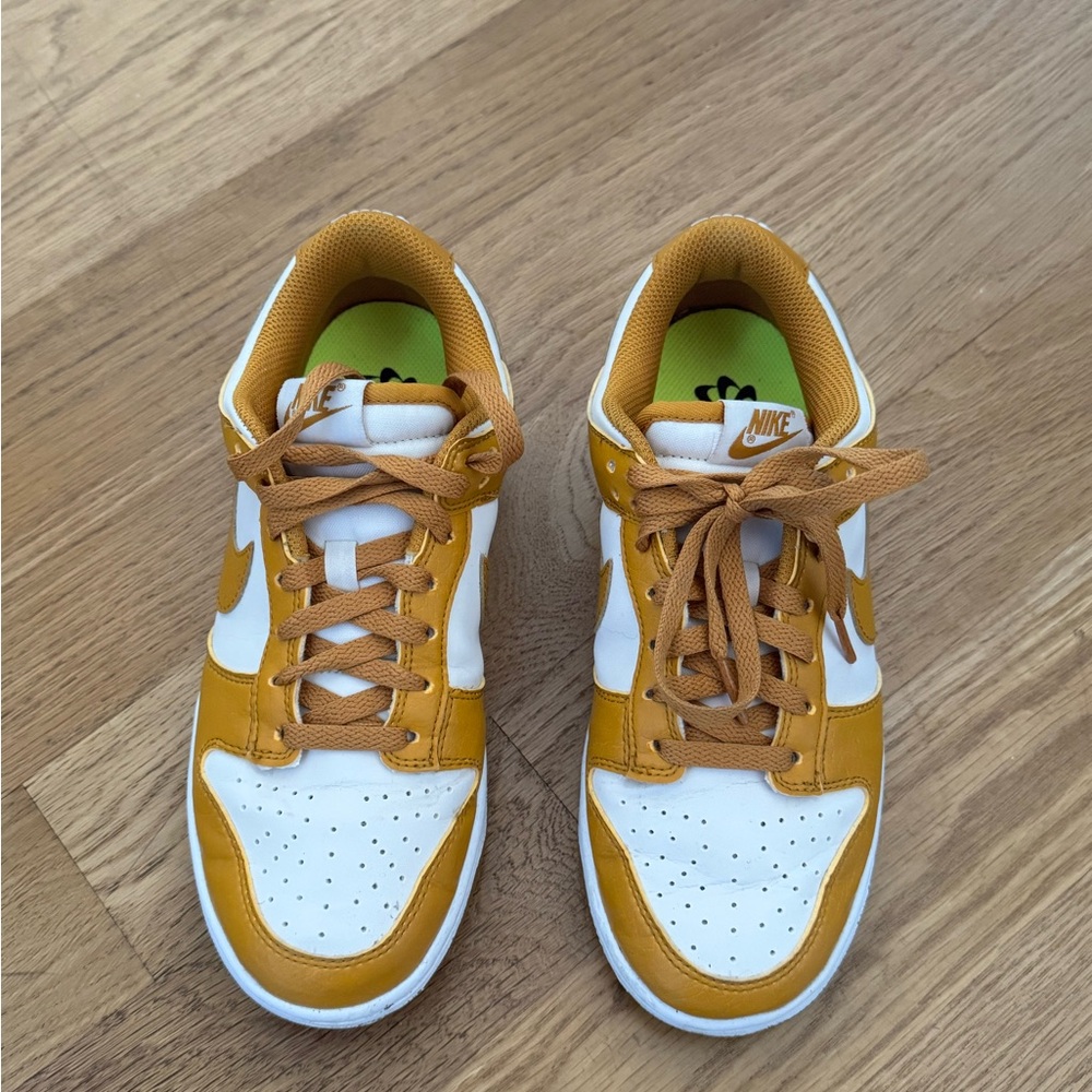 Nike Mustard and White Low-Top Dunk Sneakers